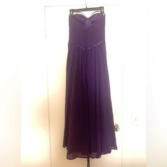 New May Queen Strapless Maxi Dress Gown Corset Top Evening Prom Purple Plum 10 - Picture 7 of 16
